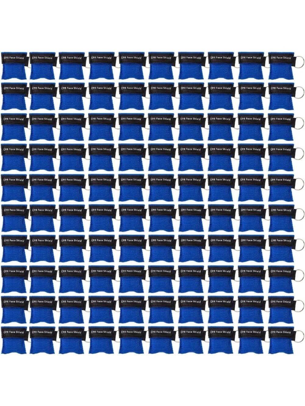 CPR Pocket Mask Keychain - 100 Counts, Blue Face Shield for Emergency First Aid
